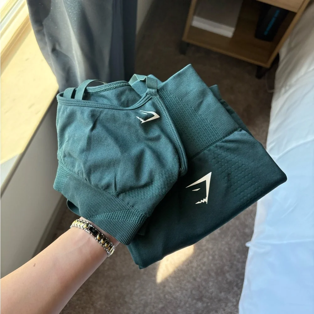 Gymshark Vital Athletic Shorts and Sports Bra Set - Woodland Green Marl - Picture 8 of 8